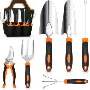 CHRYZTAL Stainless Steel Heavy Duty Garden Tool Set with Non-Slip Rubber Grip & Storage Tote Bag – Perfect Outdoor Hand Tools for Women and Men