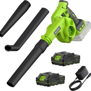 PULITUO 20V Cordless Leaf Blower with Dual Batteries & Charger – Lightweight 120MPH Electric Leaf Blower for Lawn, Patio, Garden, and Floor Cleaning