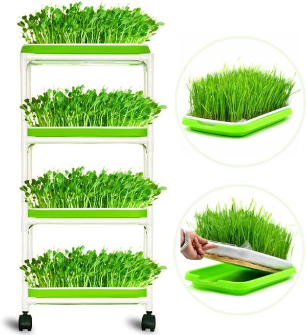 4-Layer Sprout Trays with Durable Plastic Shelf – Soil