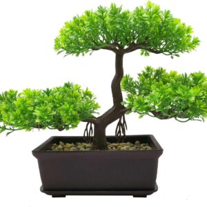 Rozwkeo Artificial Bonsai Tree – Small Pine, 11.4 x 8.6 Inches